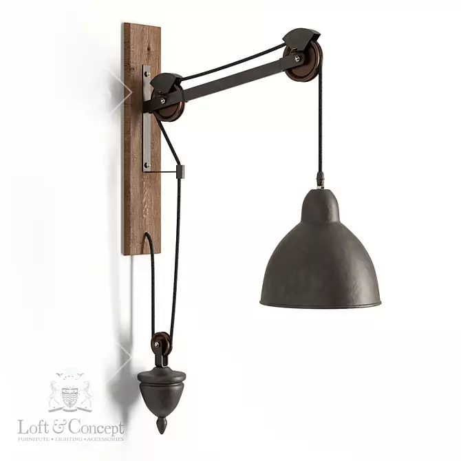 Rustic Steampunk Iron Wall Lamp 3D model image 1