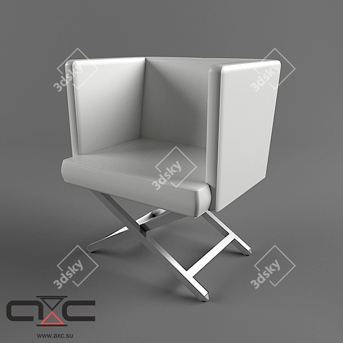 Albera Metal & White Leather Chair | Customizable Design 3D model image 2