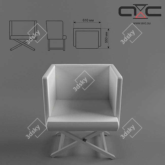 Albera Metal & White Leather Chair | Customizable Design 3D model image 1