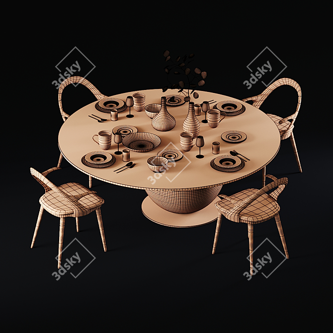 Elegant Porada Dining Set 3D model image 3