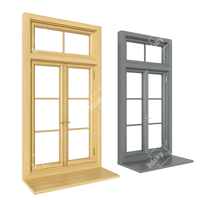 Classic Wood Window - Reclaimed Style 3D model image 1