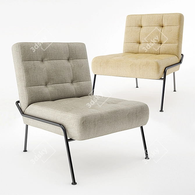 Elegant Tufted Slipper Chair 3D model image 1