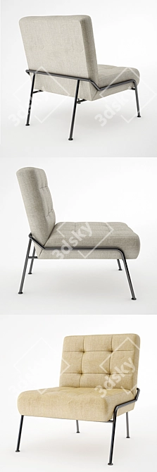 Elegant Tufted Slipper Chair 3D model image 2