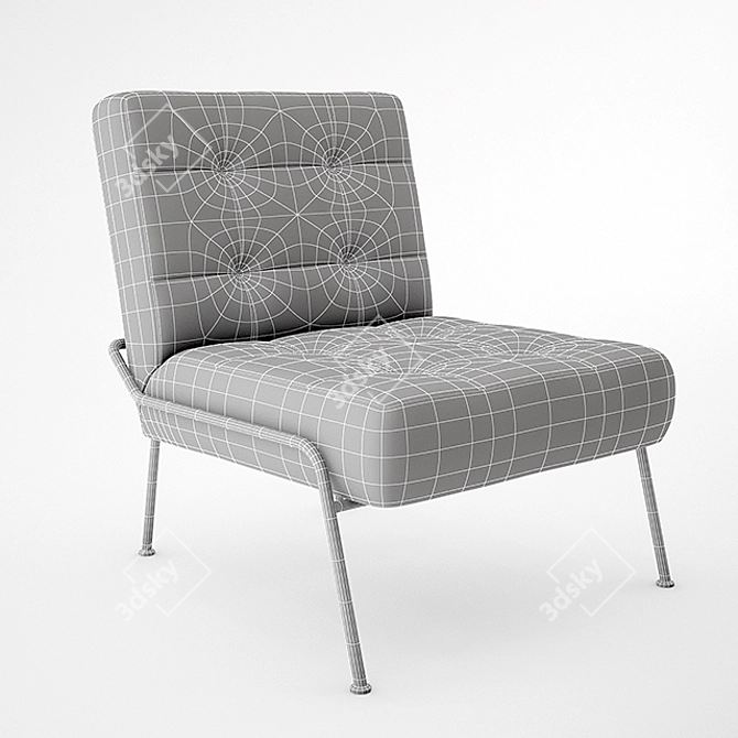 Elegant Tufted Slipper Chair 3D model image 3