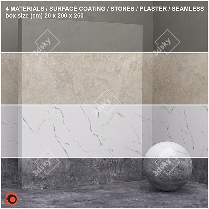 Seamless Stone and Plaster Set 3D model image 1