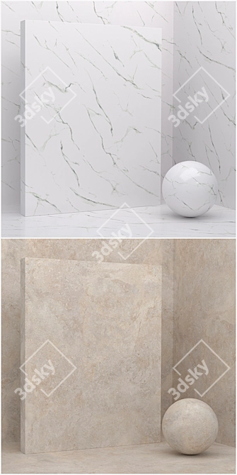 Seamless Stone and Plaster Set 3D model image 2