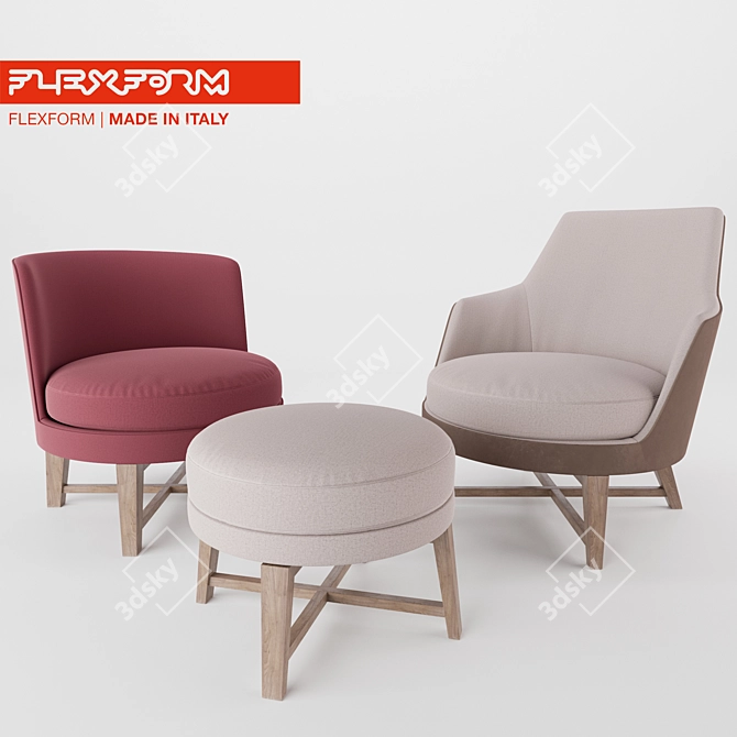 Comfortable and Stylish Armchairs by Flexform 3D model image 1