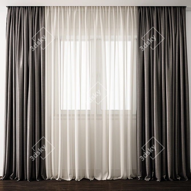 Elegance Embodied: Detailed Curtain Model 3D model image 1