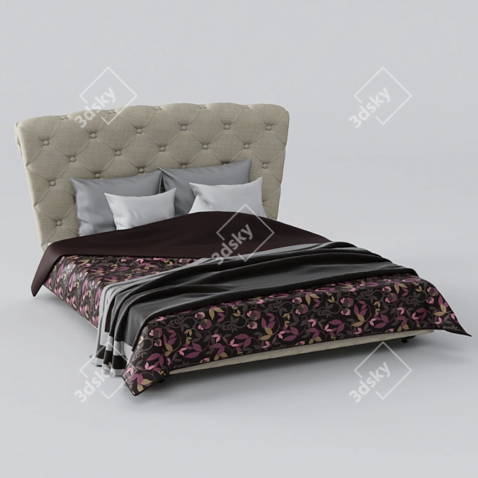 Elegant Chester Bed with Mona Liza Bedding 3D model image 2