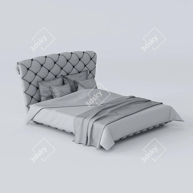 Elegant Chester Bed with Mona Liza Bedding 3D model image 3