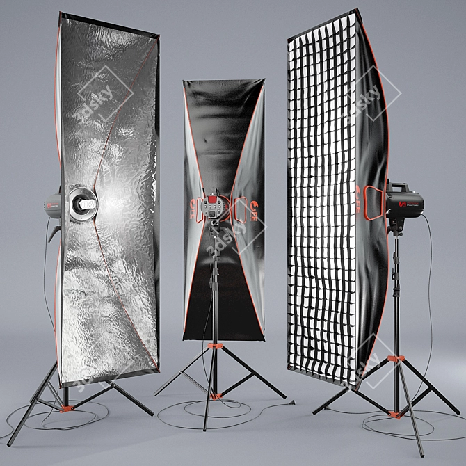 Falcon Eyes Sprinter 2300 Studio Lighting Kit 3D model image 1