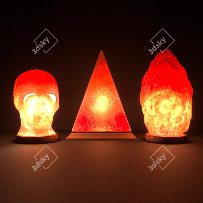 Natural Himalayan Salt Lamp Trio 3D model image 1