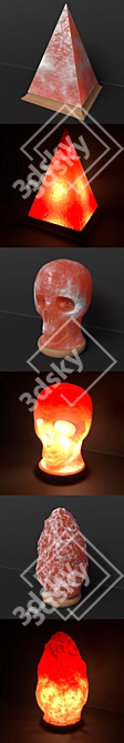 Natural Himalayan Salt Lamp Trio 3D model image 2