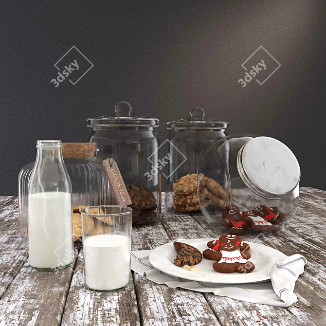 Delicious Cookies & Cozy Jars 3D model image 1