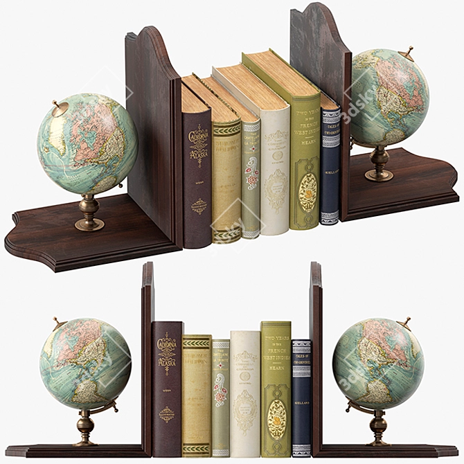 Global Voyage Bookends 3D model image 1