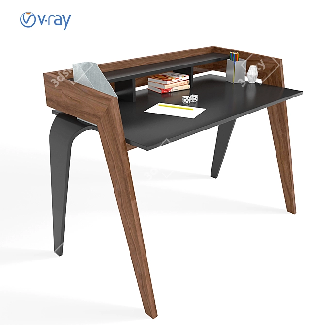 Sleek Study Desk: Perfect for Home or Office 3D model image 1