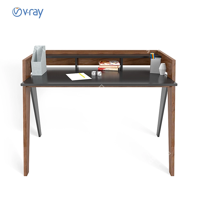 Sleek Study Desk: Perfect for Home or Office 3D model image 2