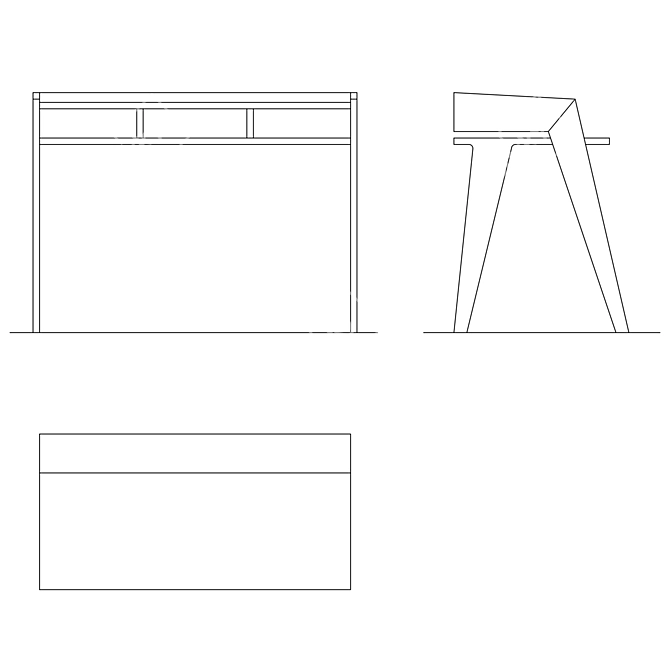 Sleek Study Desk: Perfect for Home or Office 3D model image 3