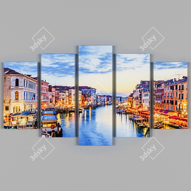 Venice Nightscape: Modular Canvas Picture 3D model image 1