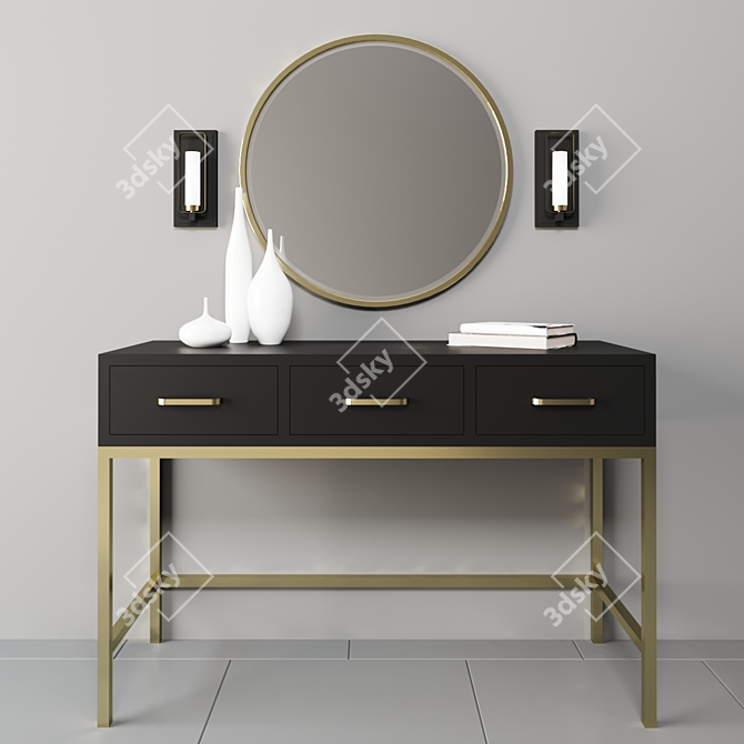 Elegant Lisbeth Console Table Set 3D model image 1