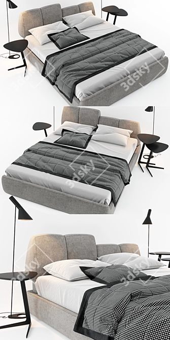 Elegant Tonincasa Bed 3D model image 2