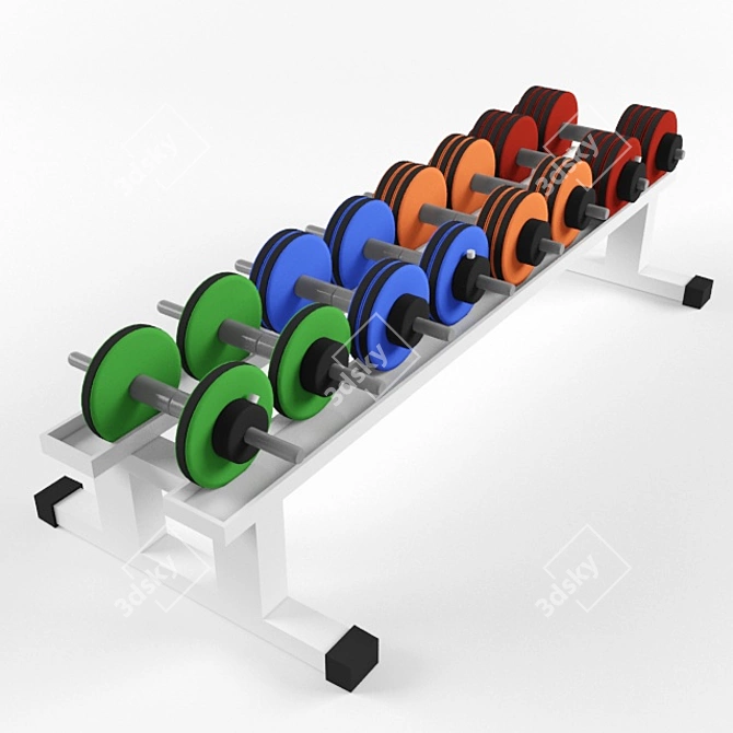 Compact Collapsible Dumbbell Rack & Weights 3D model image 1