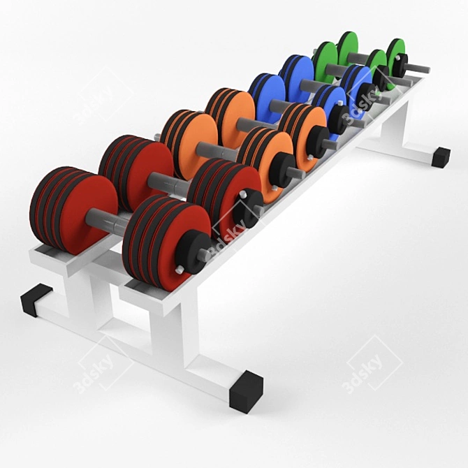 Compact Collapsible Dumbbell Rack & Weights 3D model image 2