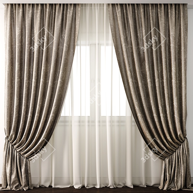 Elegant Curtain Model for 3D 3D model image 1