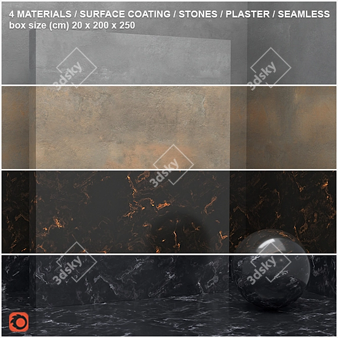 4 Seamless Materials - Stone, Plaster - Set 15 3D model image 1