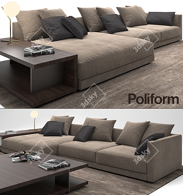 Poliform Bristol Sofa: Elegant and Comfortable 3D model image 1