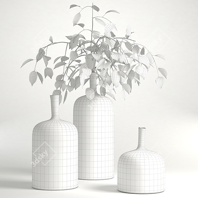 Elegant White Floral Vase 3D model image 2