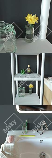 IKEA Bathroom Set: Hemnes Shelving Unit and Godmorgon/Broviken Vanity 3D model image 2