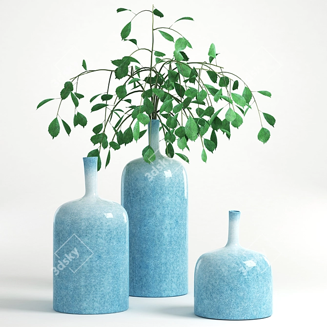 Blue Flower Vase Ornament 3D model image 1