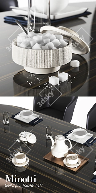Minotti Bellagio 74H Dining Set 3D model image 2