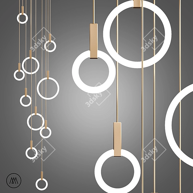 Elegant Halo Pendant Lamp 3D model image 1