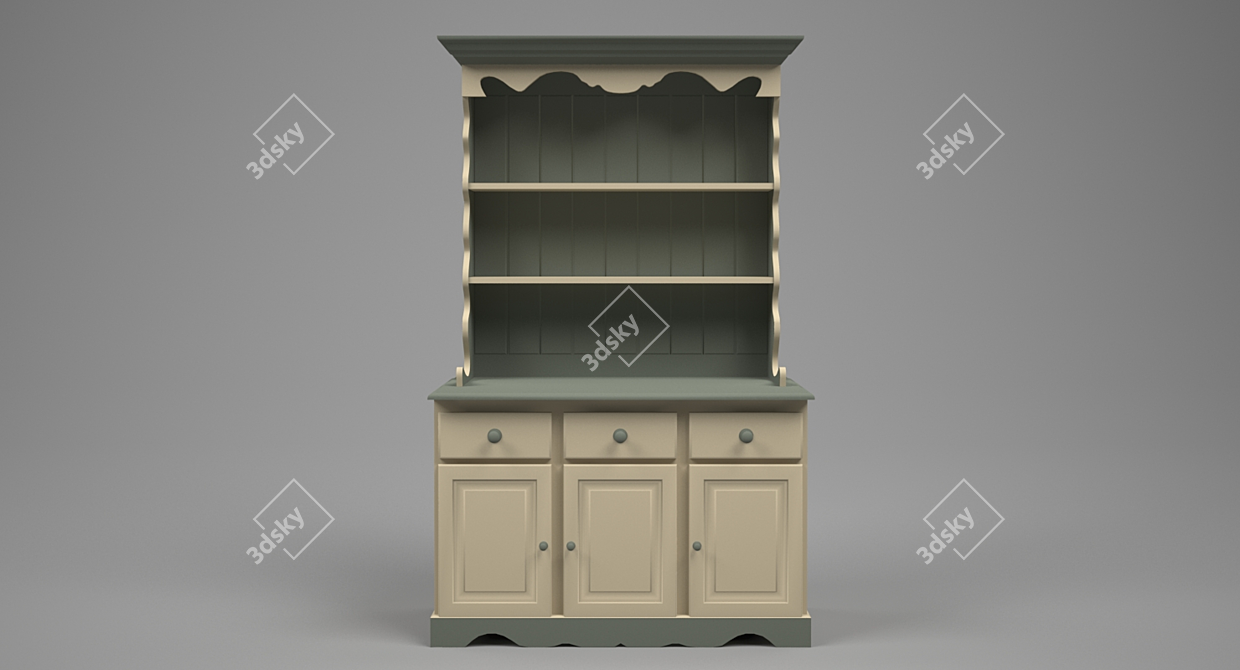 Modern Grey & Beige Kitchen Dresser 3D model image 2