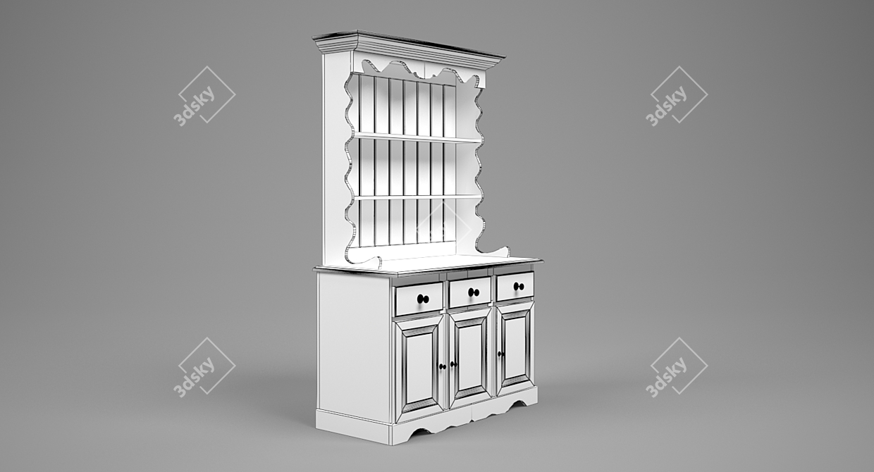 Modern Grey & Beige Kitchen Dresser 3D model image 3