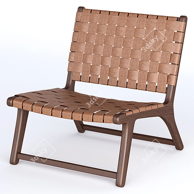 Handwoven Leather Lounge Chair 3D model image 1