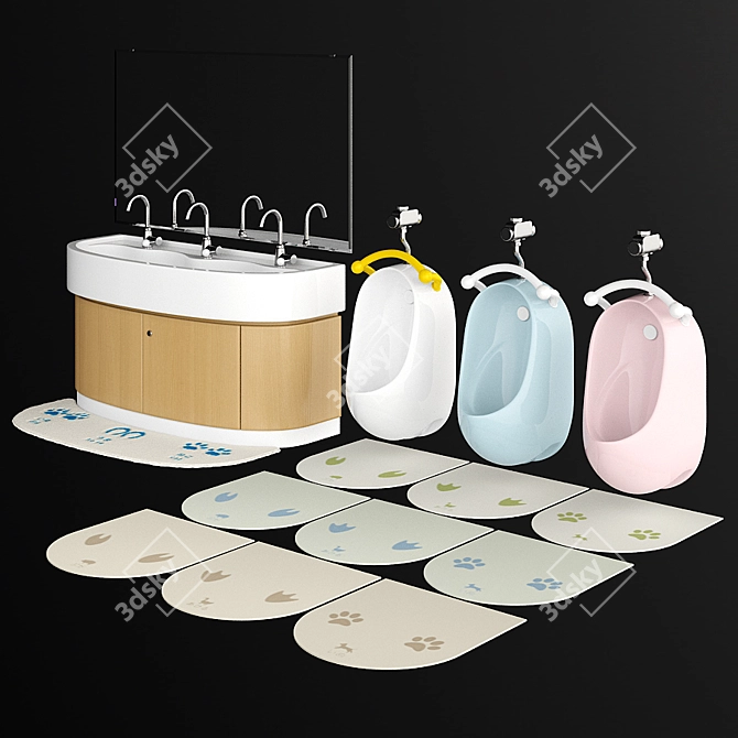 TOTO Kids Urinal & Wash Basin Combo 3D model image 1