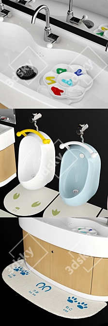 TOTO Kids Urinal & Wash Basin Combo 3D model image 2