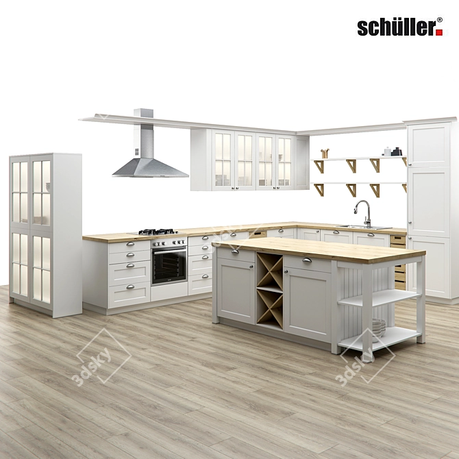 Schuller Kitchen: Juno Oven, Genebre Tap, Electrolux Gas Table 3D model image 1