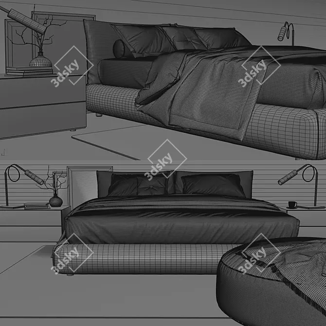 Luxurious Poliform Dream Bed Set 3D model image 3