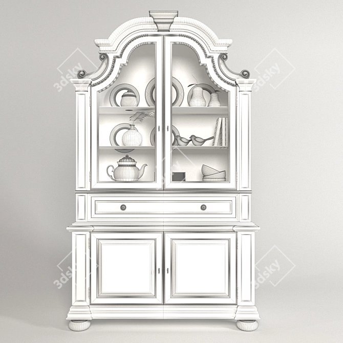 Sanctuary Solid Wood Cabinet - Elegant and Spacious 3D model image 3