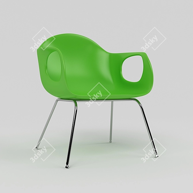 Sleek Metallic Leg Modern Chair 3D model image 1