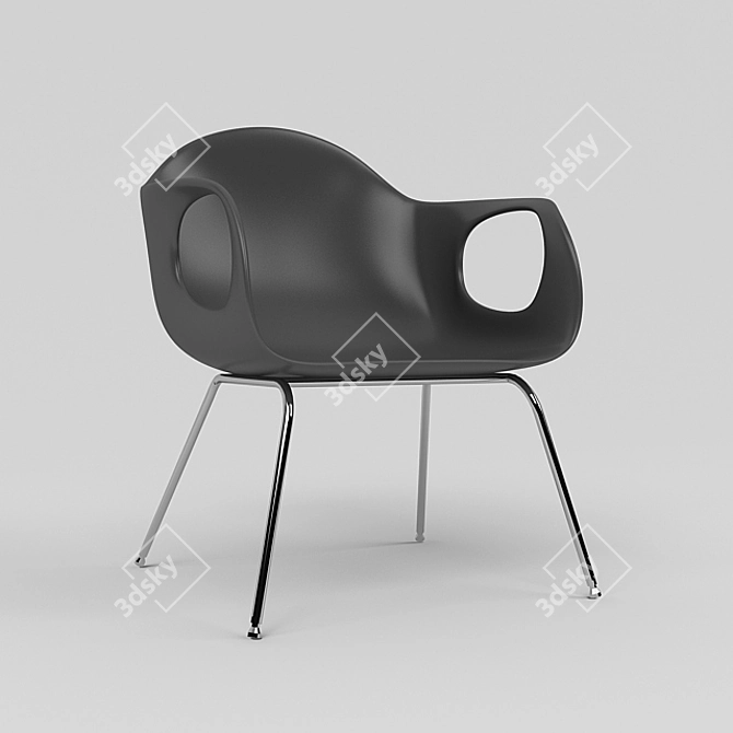 Sleek Metallic Leg Modern Chair 3D model image 2