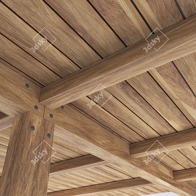 Versatile Wooden Ceiling Beams 3D model image 2