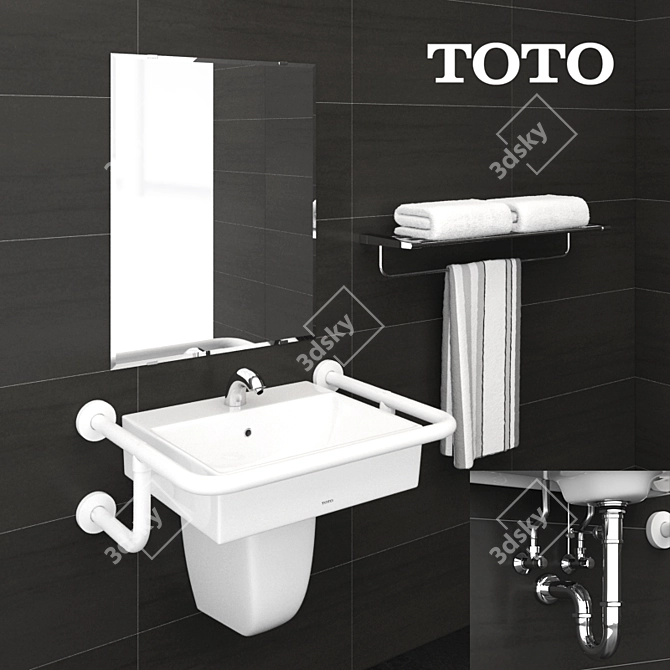 Elegant TOTO L710CGUR Wash Basin 3D model image 1