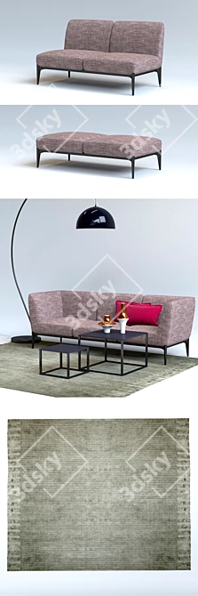 Social Sofa: Modern and Stylish 3-Piece Set 3D model image 2
