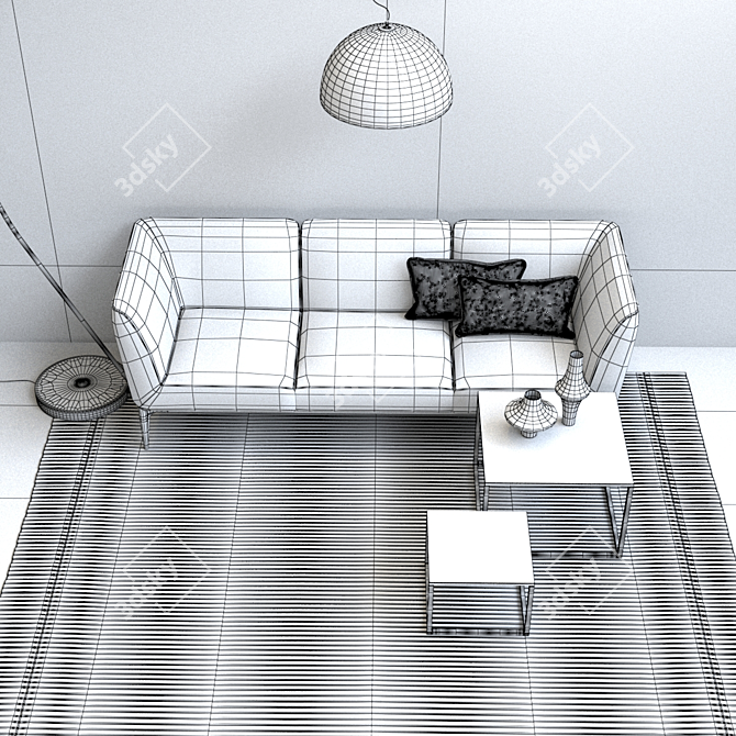 Social Sofa: Modern and Stylish 3-Piece Set 3D model image 3