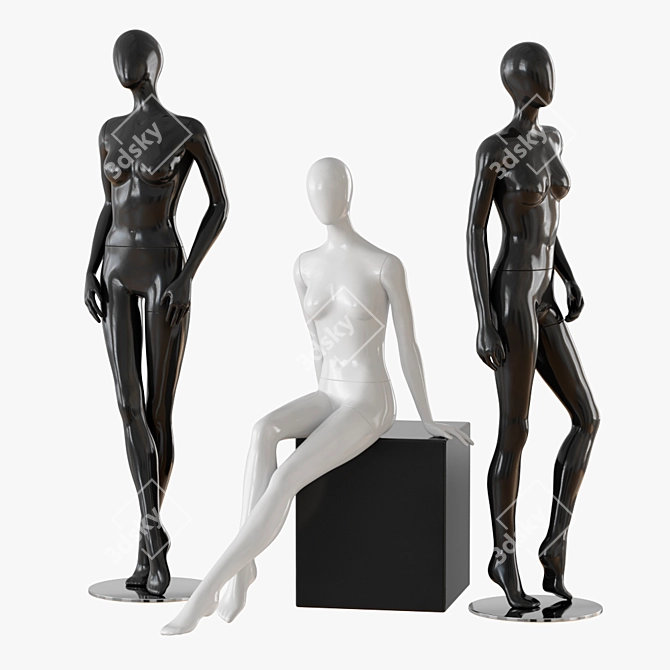 Abstract Glossy Female Mannequin: Detachable Torso, Arms and Legs 3D model image 2